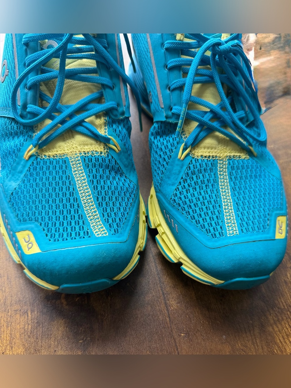 On Running Blue and Yellow Cloudflyer Running Shoes